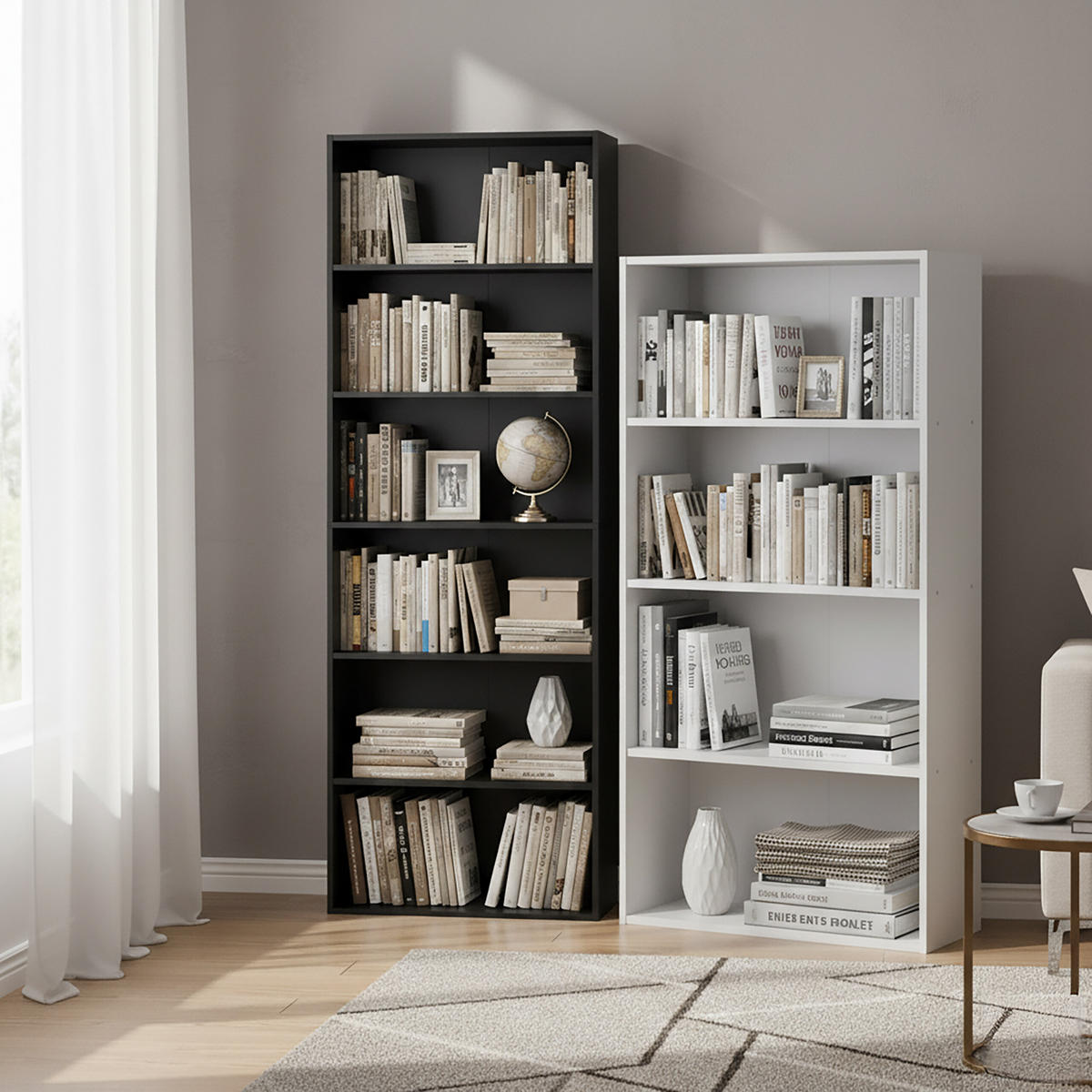 BÜCHERREGAL - Schwarz, Holzwerkstoff (60/178.5/24cm) - Relaxdays