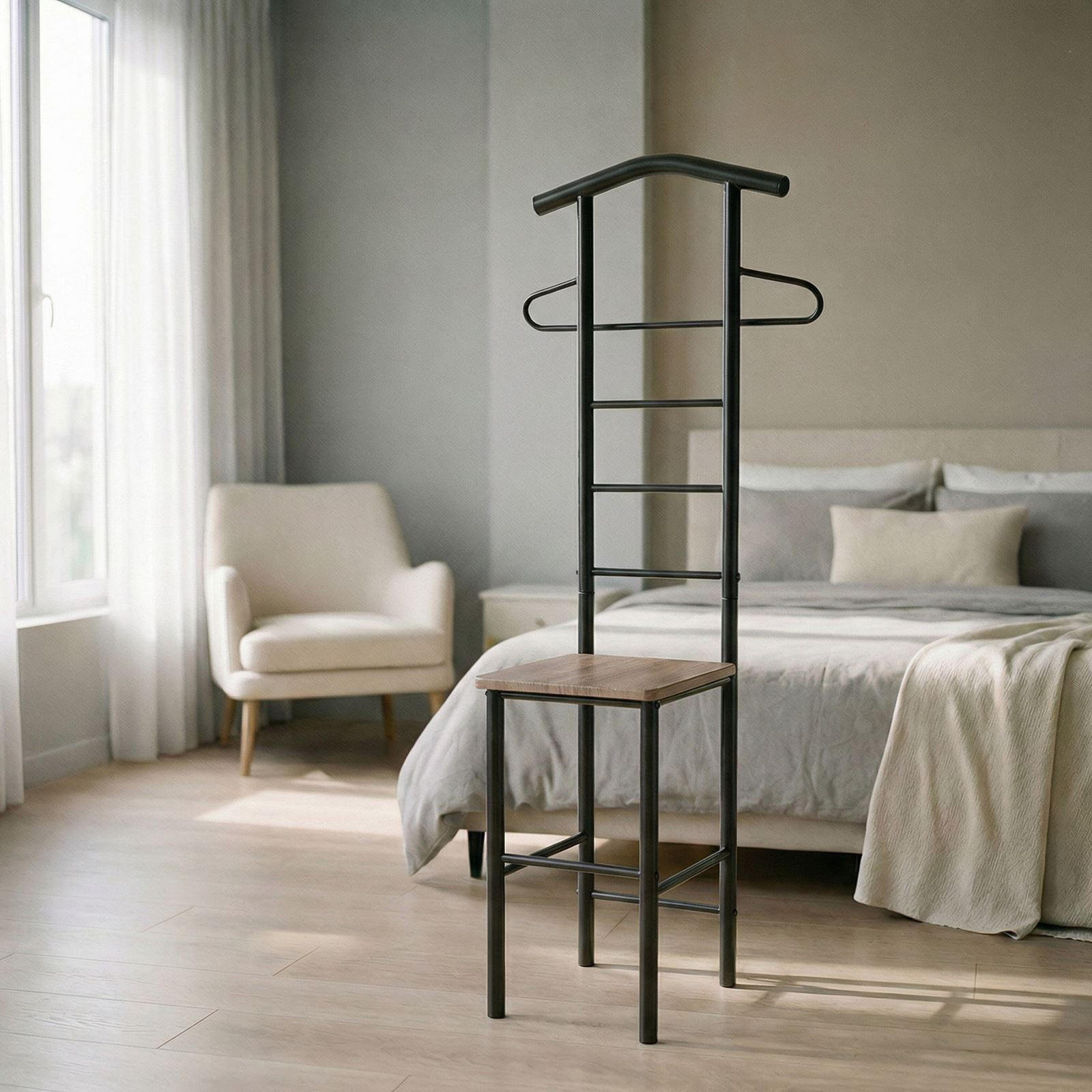 HERRENDIENER JIVO - Wildeiche/Schwarz, Metall (53/121/47cm) - CARO-Möbel