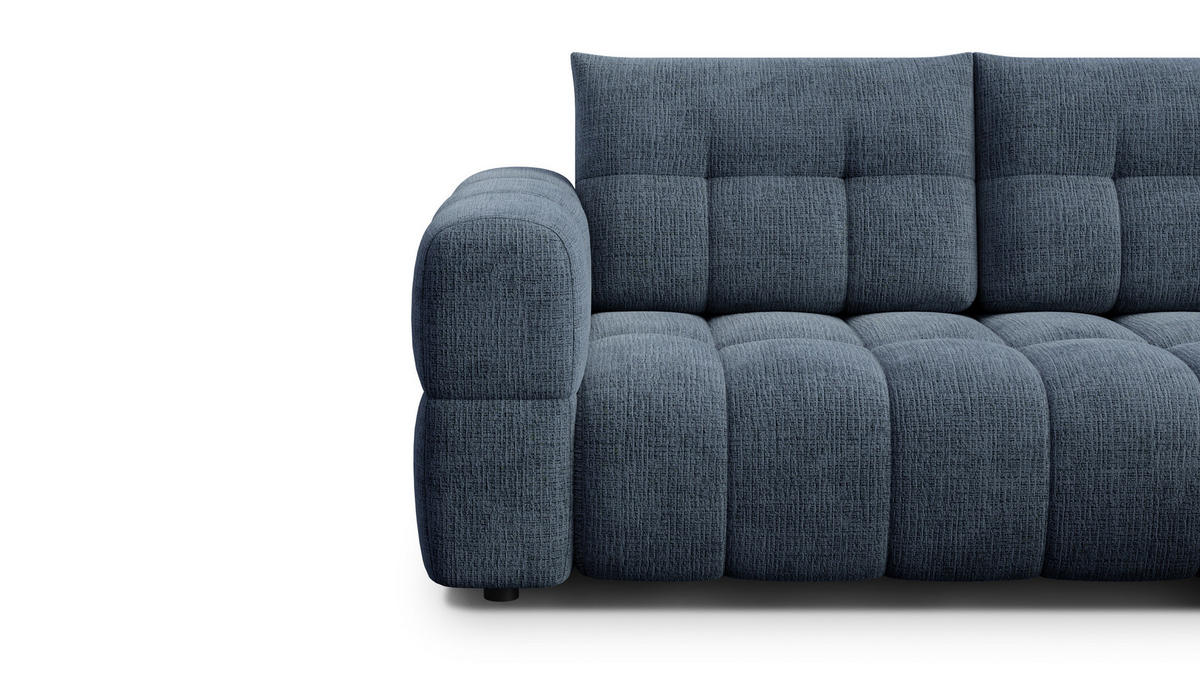 ECKSOFA CLOUDI 4-Sitzer rechts, marineblau - Blau/Schwarz, Holz/Textil (294/160cm) - Courtois Laville