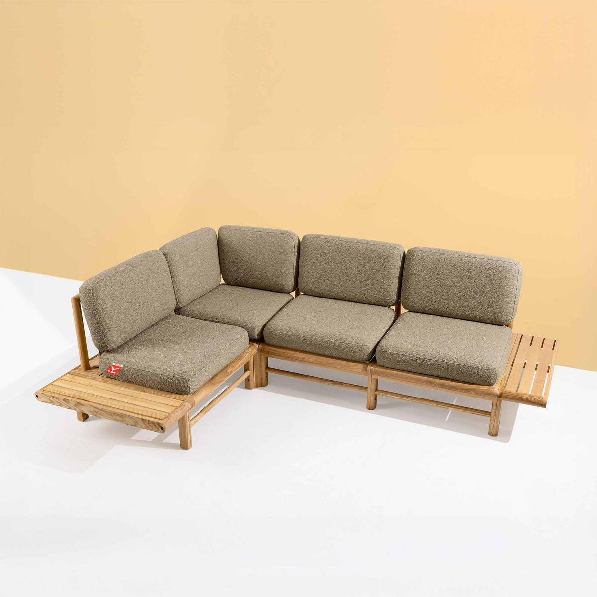 LOUNGESOFA ATREDA links - Beige, Holz/Textil (245/74/175cm) - KONSIMO®