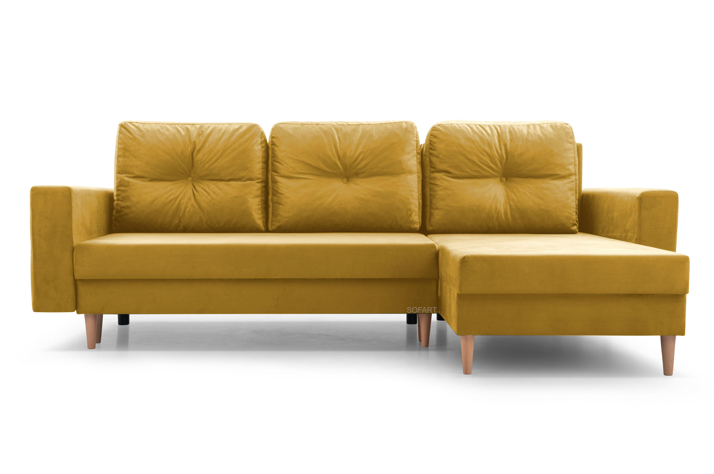 ECKSOFA Carl L - Gelb - Gelb, Holz (232/137cm) - Möblo