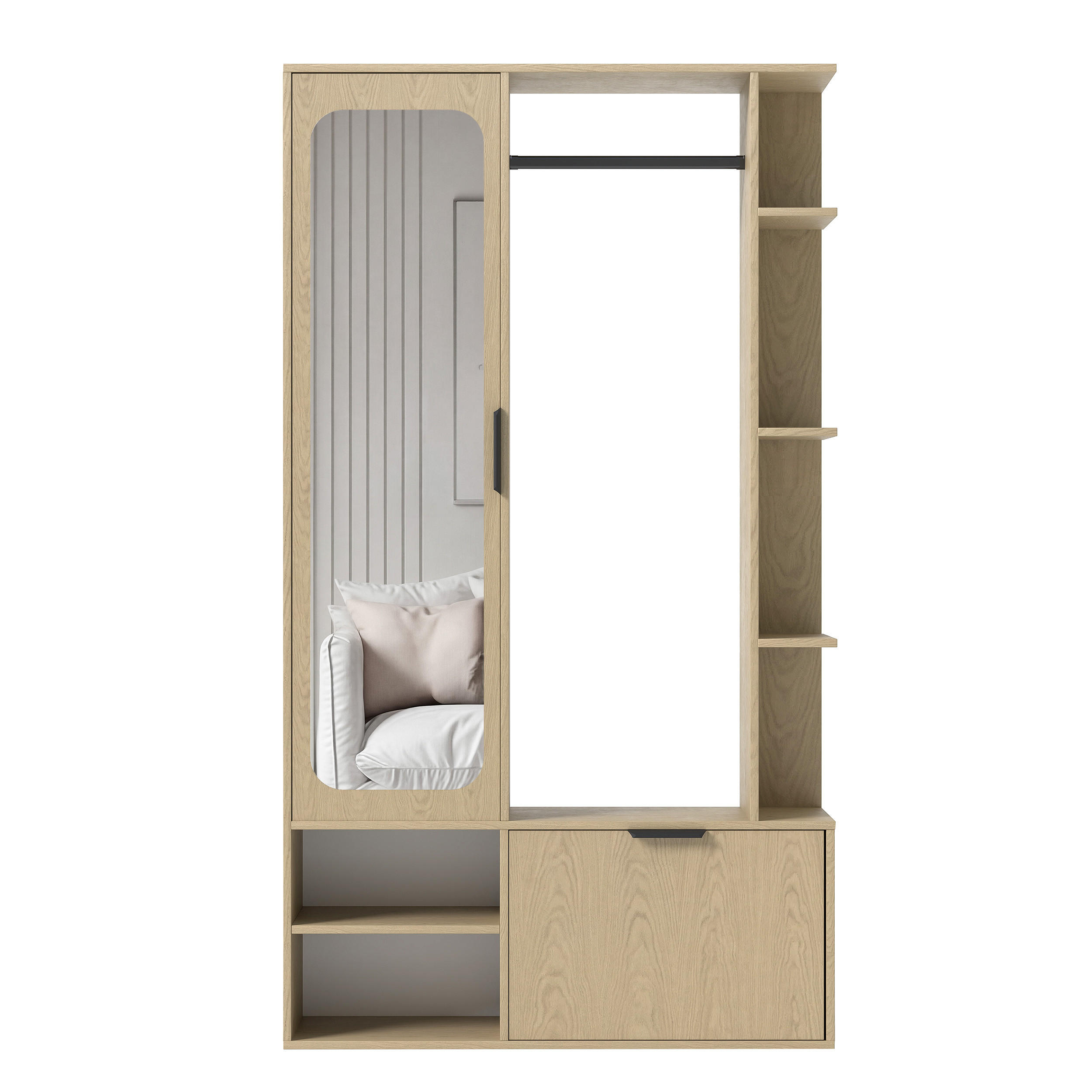 GARDEROBE mit Spiegel ELIOR - Braun, Holz (100/189.4/33cm) - Idohome