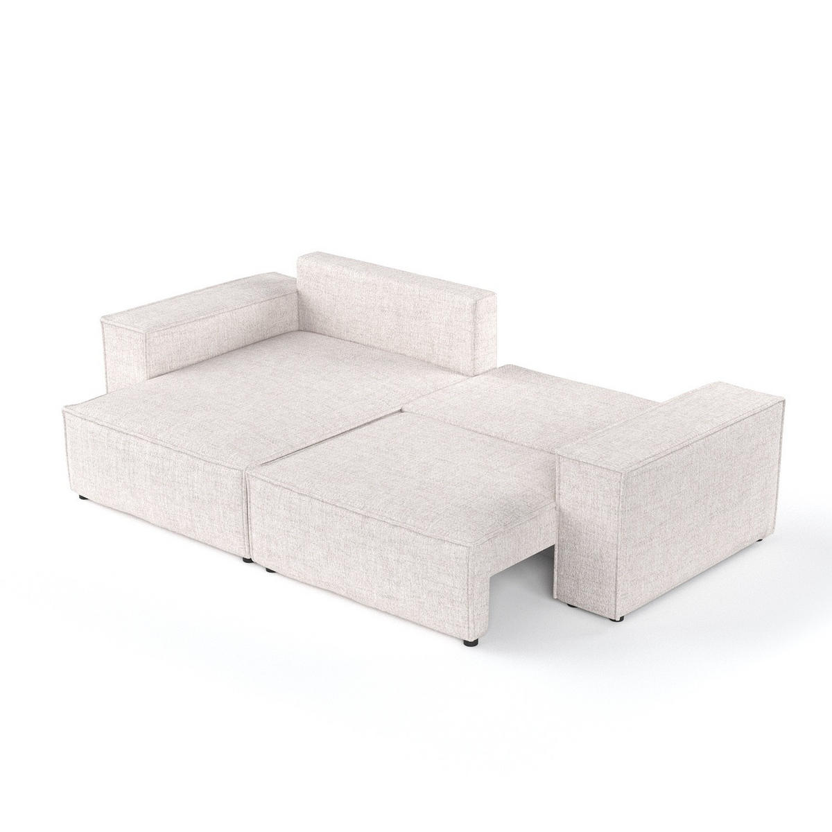 ECKSOFA CAVO mit Schlaffunktion Hellbeige im Neve Stoff - Sandfarben/Schwarz, Holz/Holzwerkstoff (255/148cm) - AltaBeds