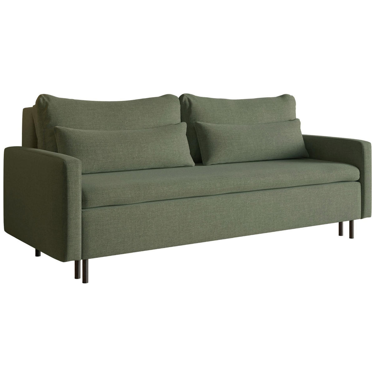 3-SITZER SOFA Umpro Chenille Dunkelgrün - Dunkelgrün/Schwarz, Textil/Metall (220/96/95cm) - Selsey