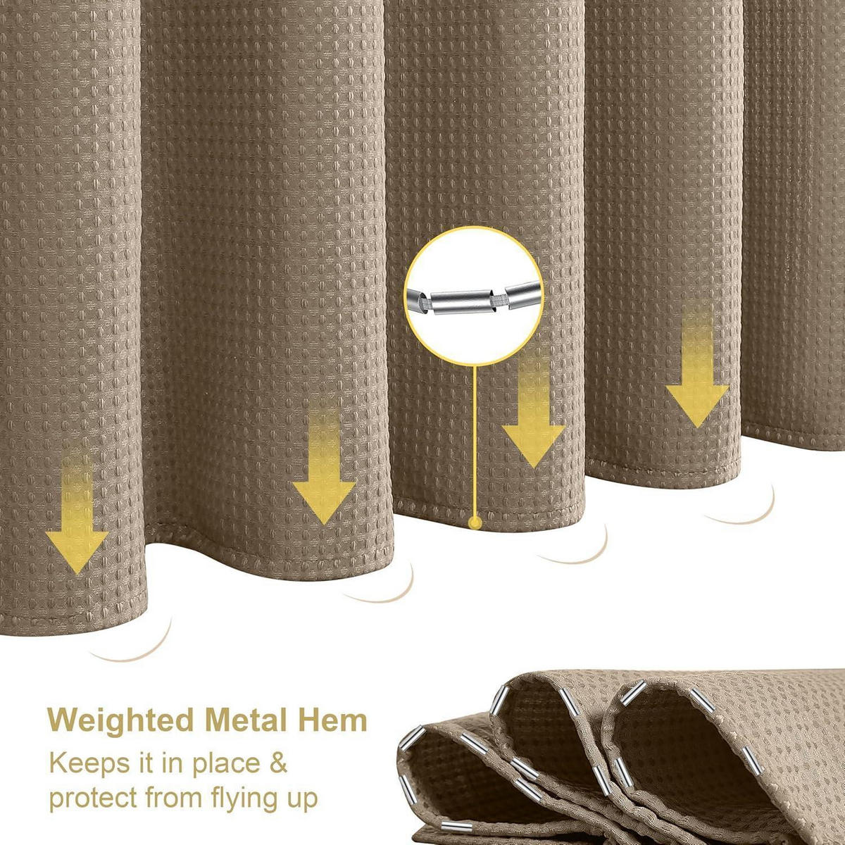 DUSCHVORHANG Waffel Khaki 92 x 182 cm - Olivgrün, Textil (92/182cm)