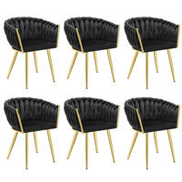 ESSZIMMERSTUHL 6er Set Astano,60,5 x 55 x 75 cm,schwarz/gold - Goldfarben/Schwarz, Textil (60.5/75/55cm) - tectake