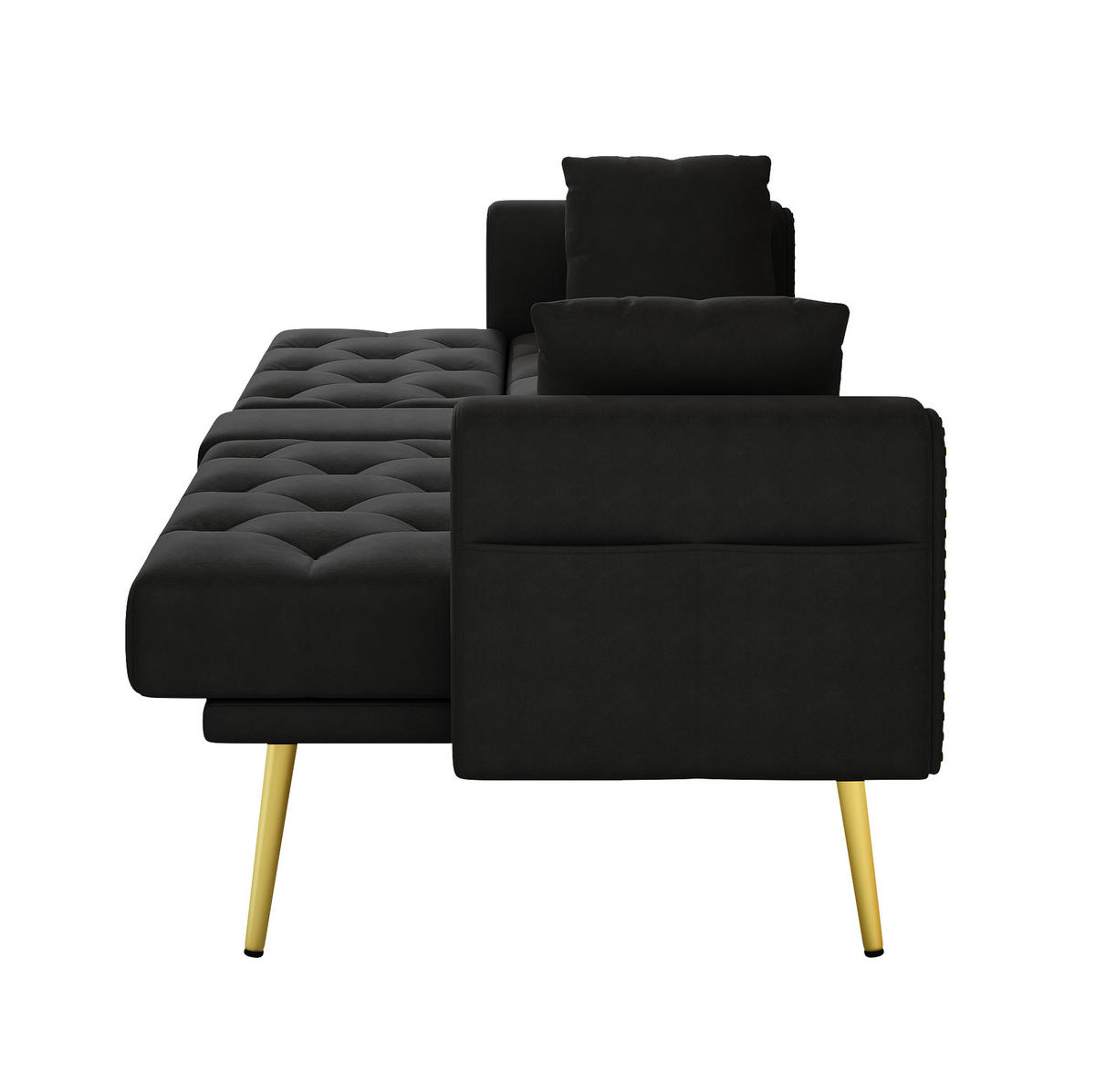 SCHLAFSOFA 175/89 cm Liegefläche in Schwarz – mit 3-fach verstellbarer Rückenlehne - Schwarz, Textil (73.5/175/80cm) - BEAOK
