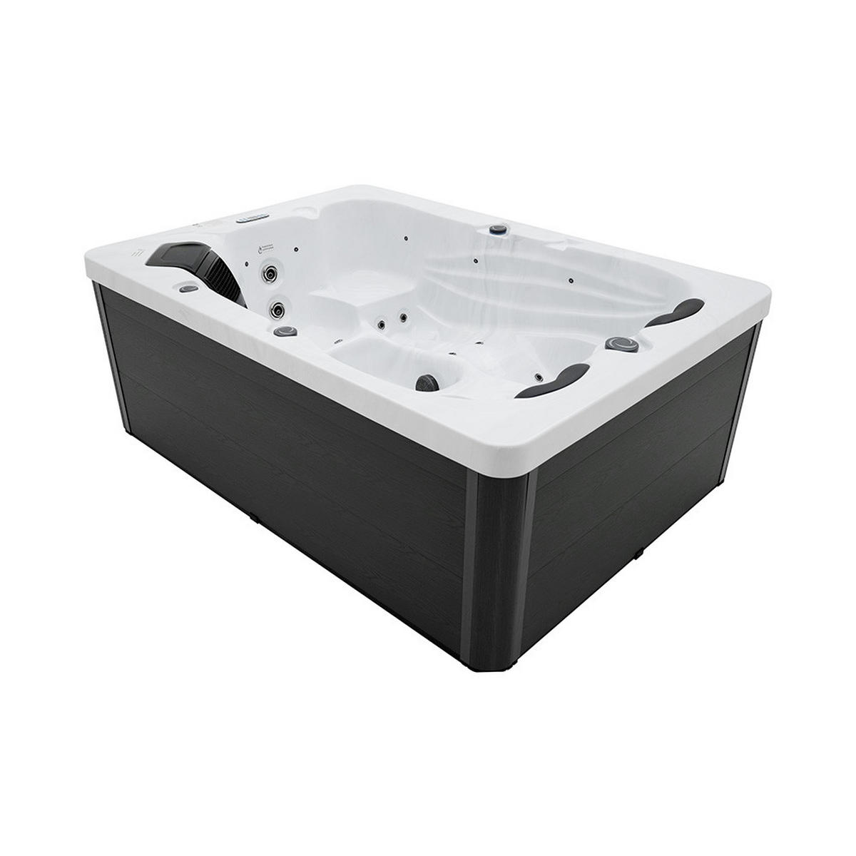 OUTDOOR WHIRLPOOL SUNSET - Mit Treppe und Thermoabdeckung - Weiß, Kunststoff (156/82/220cm) - Home Deluxe