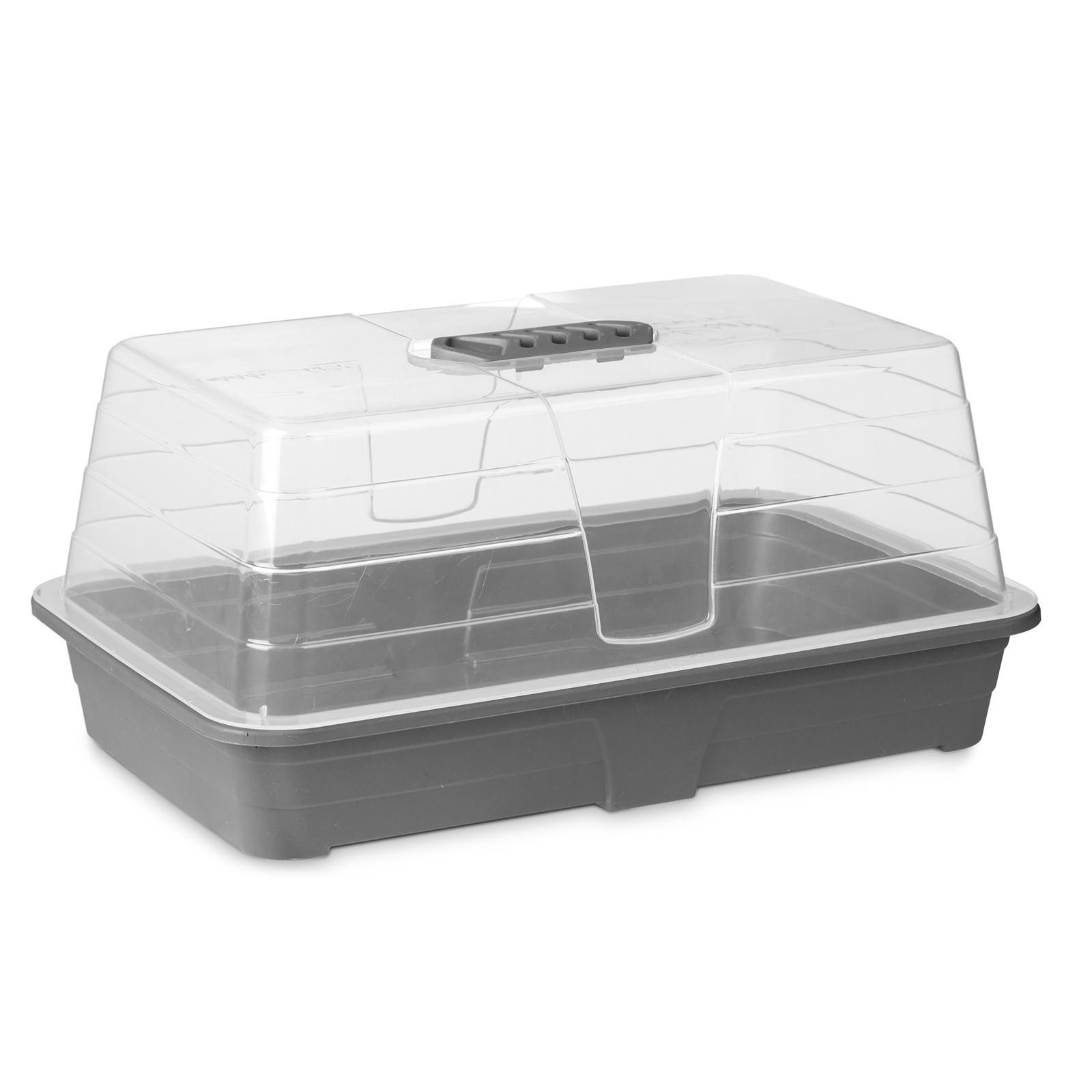 MINIGEWÄCHSHAUS Kunststoff 3er-Set 2/1,4 l + 1/3,1 l - Grau, Kunststoff (38.4/18/24cm) - Ibergarden