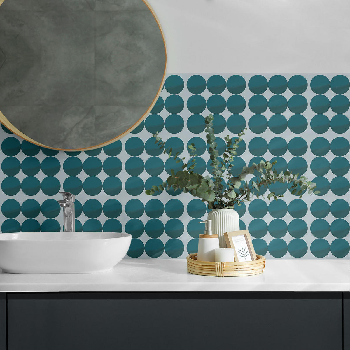 WANDPANEEL 20 Stück 20x20 cm selbstklebend Sferra - Jadegrün, Kunststoff (20/1.6/20cm) - Wallfluent