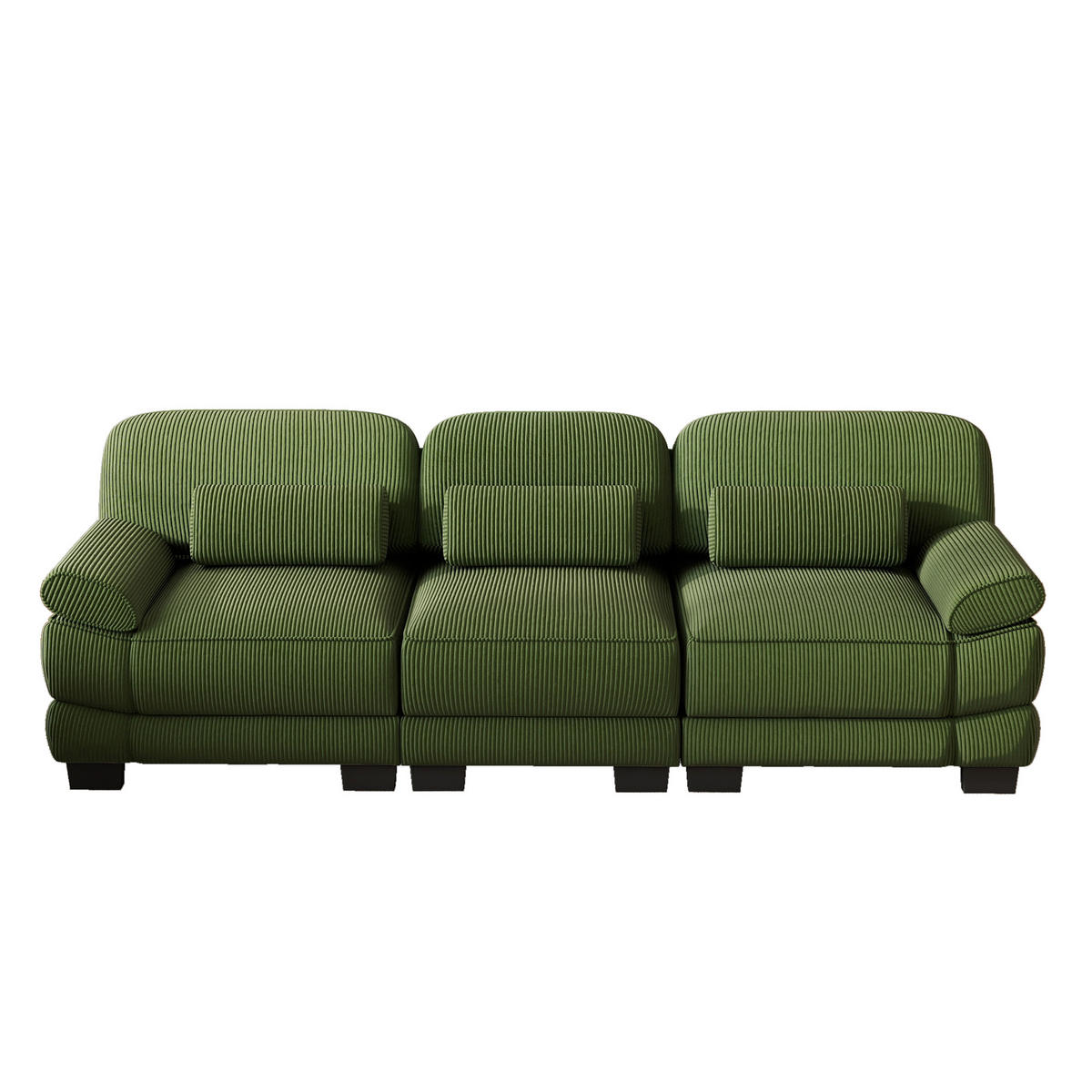 3-SITZER-SOFA mit Lendenkissen, Cordbezug, DE-42659, Grün - Grün, Holz (265/94/88.5cm) - ComfortXL