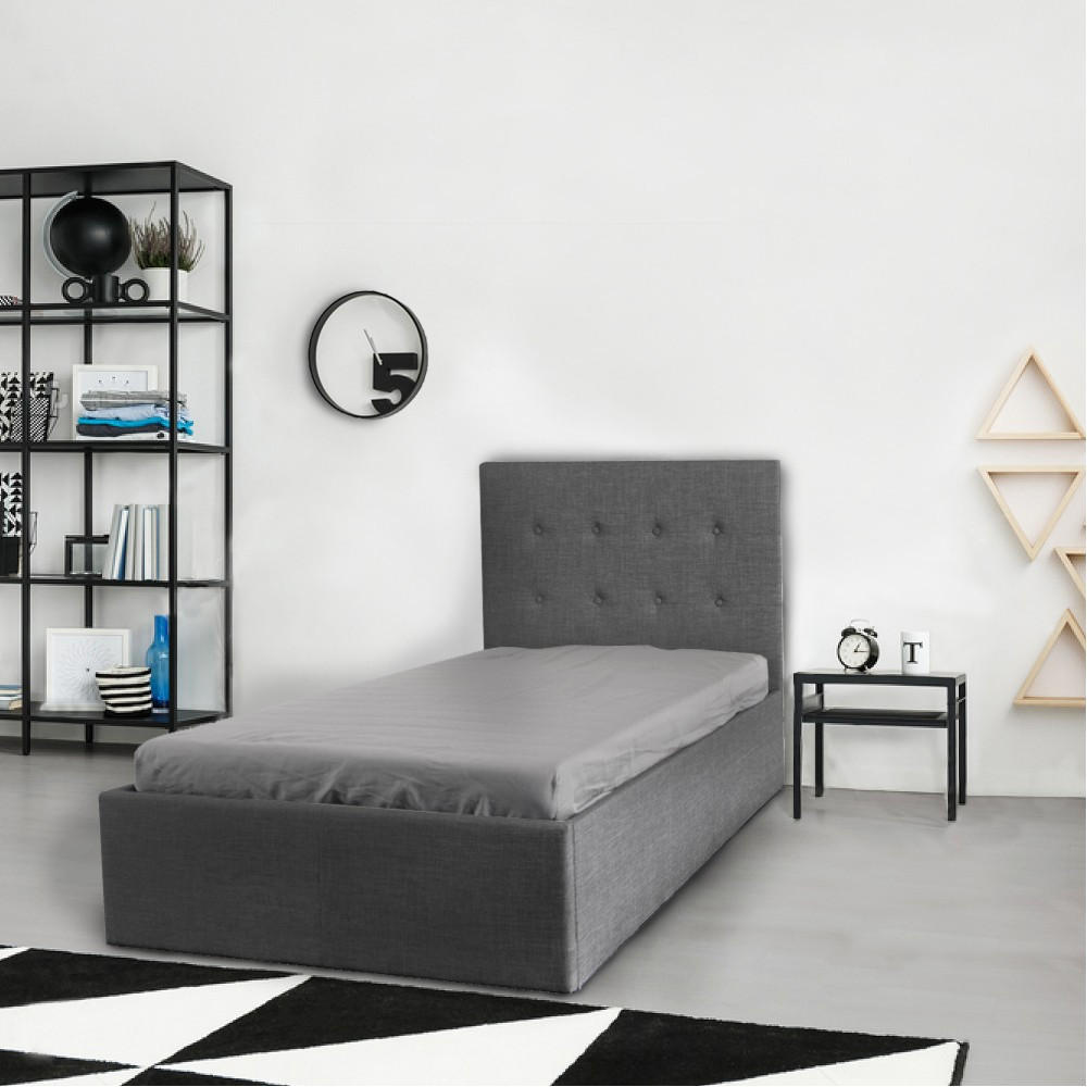 BETT PARMA mit Lattenrost 90x190 - Dunkelgrau - Dunkelgrau, Holzwerkstoff (90/190cm) - Weber Industries