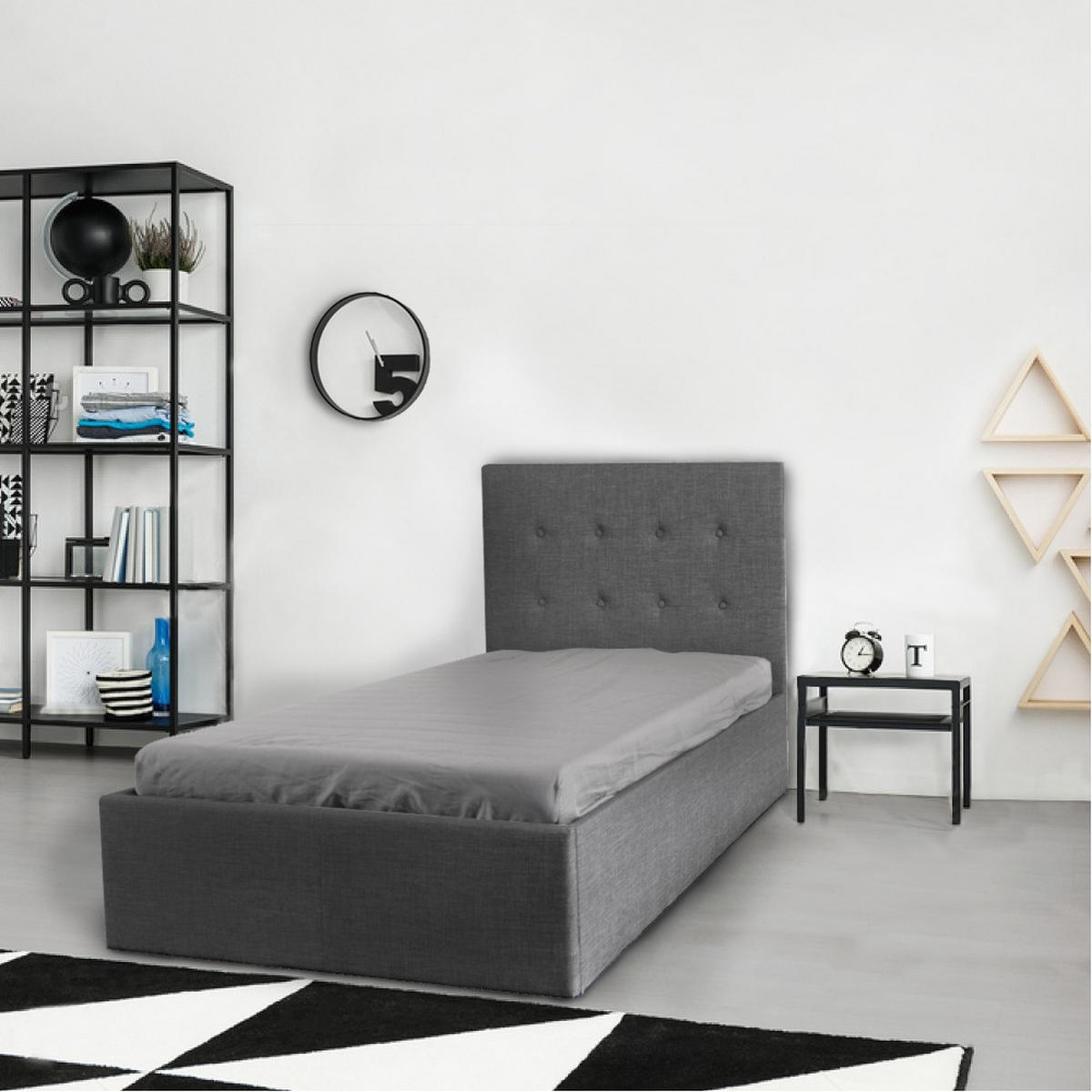 BETT PARMA mit Lattenrost 90x190 - Dunkelgrau - Dunkelgrau, Holzwerkstoff (90/190cm) - Weber Industries