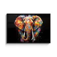 POSTER MIT RAHMENGERAHMTES BILD Elefant - Graffiti - Schwarz - Tiere - Farben 120x80 cm - Schwarz, Papier (120/80cm) - MuchoWow