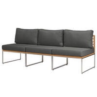 LOUNGESOFA - 3-teilig - Webstoff / Teak massiv - Anthrazit, Holz/Textil (210/74/70cm) - home24
