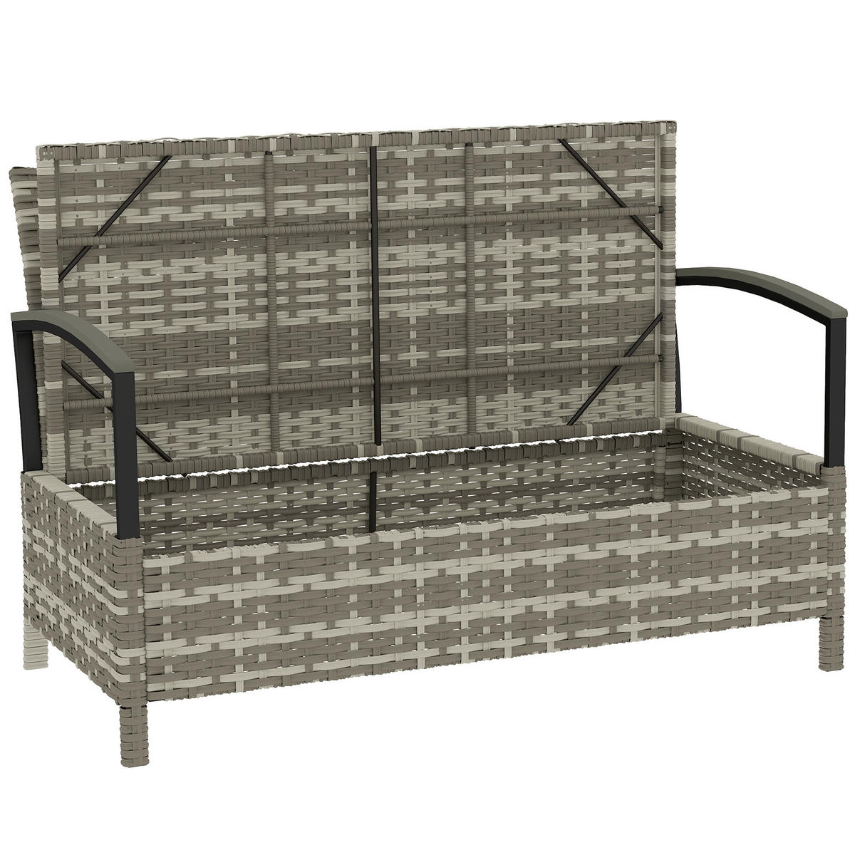 GARTENBANK DE-06767 2-Sitzer mit Kissen Dunkelgrau - Dunkelgrau, Kunststoff/Metall (123/82/70cm) - ComfortXL