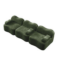 3-SITZER-SOFA DE-34348 mit Wellenform Grün - Grün, Textil (98/70/288cm) - ComfortXL