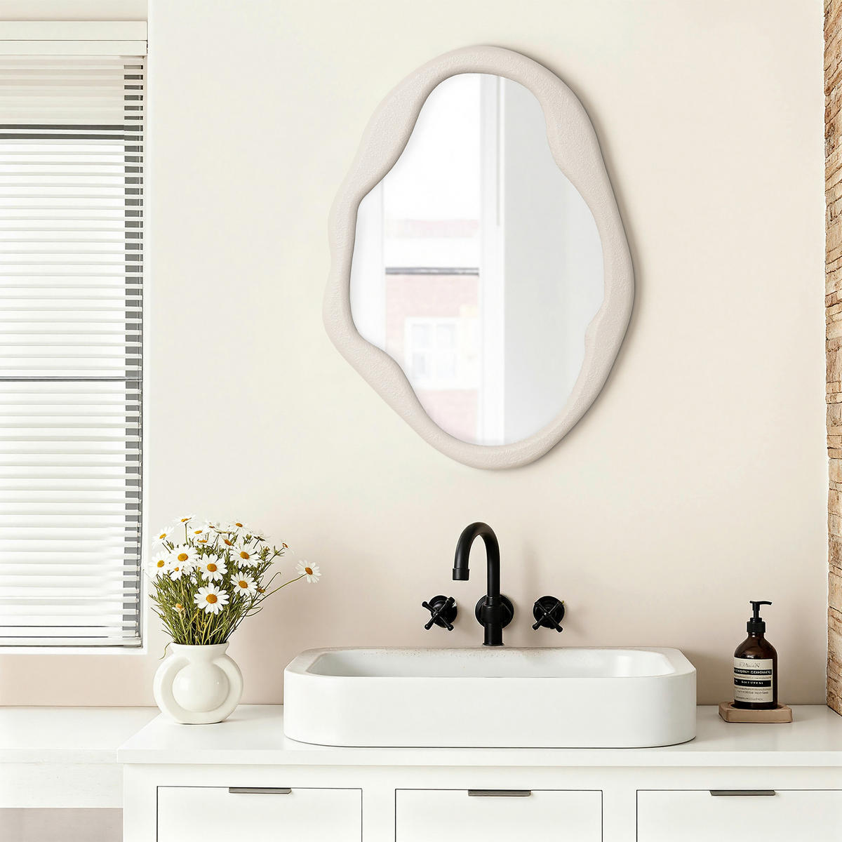 WANDSPIEGEL, 70x50 cm, eleganter MDF-Rahmen - Weiß, Glas (50/70/2.5cm) - Hometopia