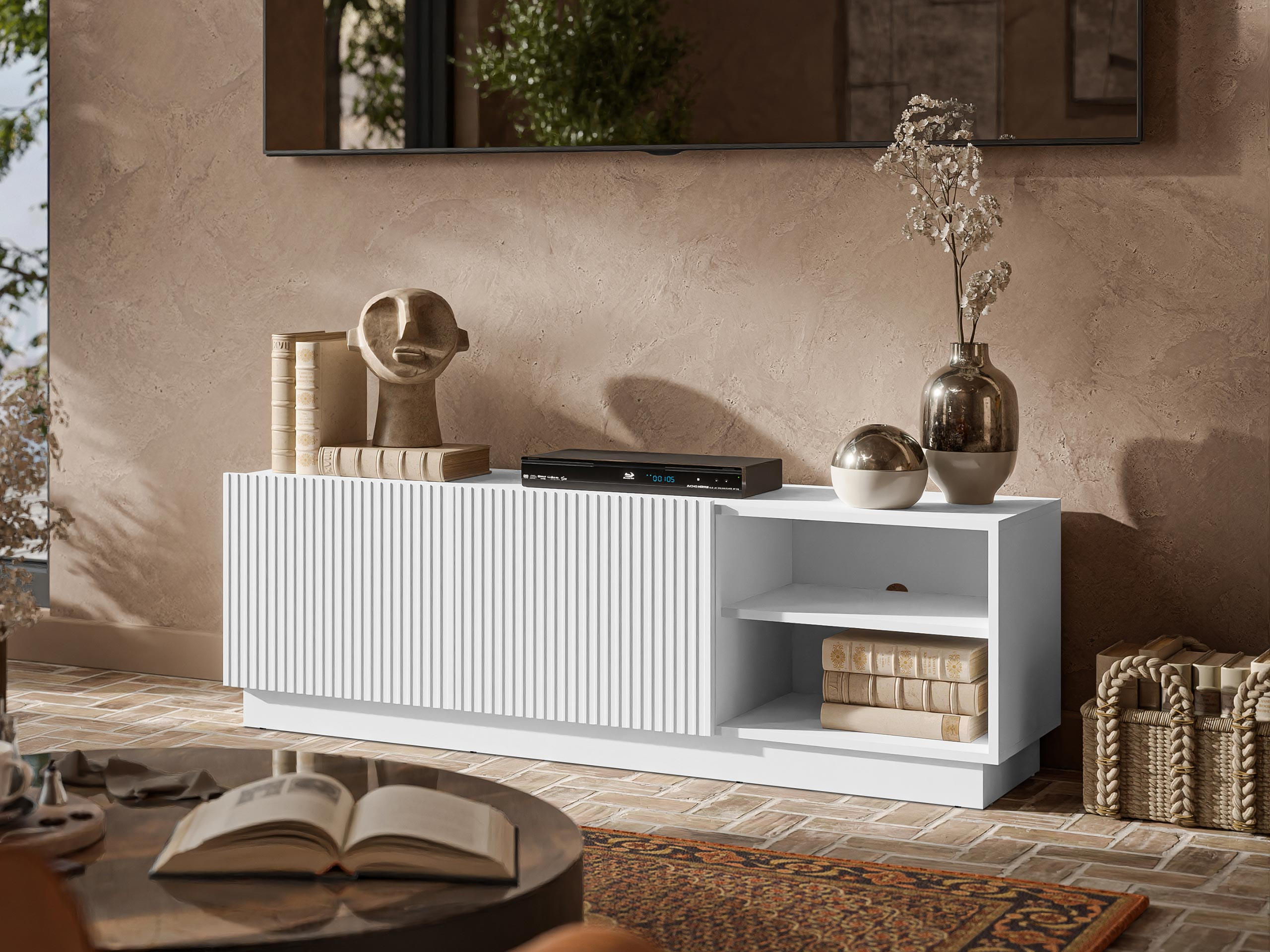 TV-ELEMENT Liverti 150 2D - Schwarz/Weiß, Holzwerkstoff/Kunststoff (150/48/42cm) - MIRJAN24