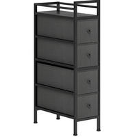 KOMMODE 20/43/81,5 cm aus Holzwerkstoff mit 4 Stoffschubladen Schwarz - Schwarz, Holz (20/81.5/43cm) - Modenvie