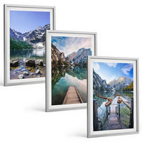 BILDER SET 3er Set - 40x60 cm Silberner Rahmen - Berge, Seen, Holzstege - Silberfarben, Kunststoff (40/60cm) - TULUP