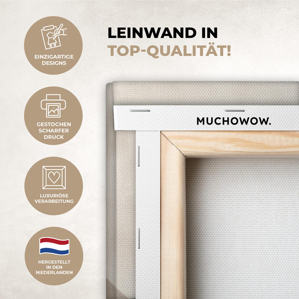 LEINWANDBILD Abstrakt - Wellen - Schwarz - Verwittert Wandbild Wohnzimmer 50x50 cm - Trüffeleichefarben, Textil (50/50cm) - MuchoWow