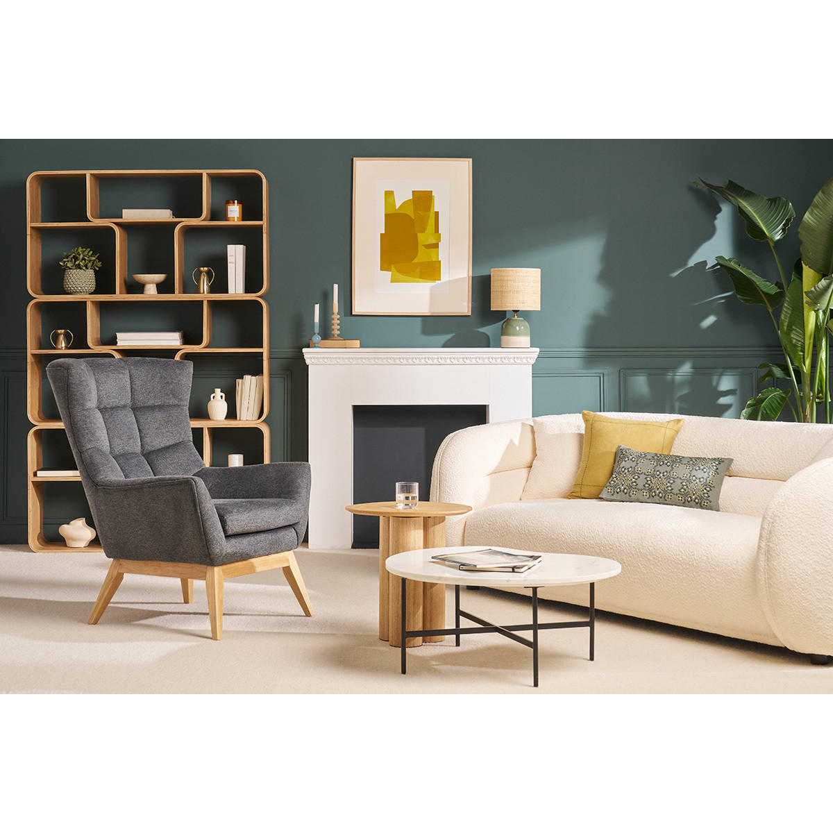 SESSEL Skandinavisch Samteffekt Dunkelgrau Holz BRODY - Dunkelgrau, Textil (93/101/75cm) - Miliboo