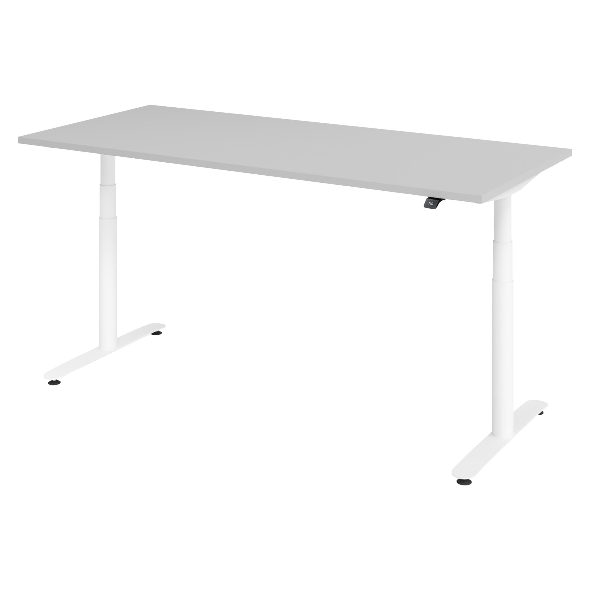 SCHREIBTISCH elektrisch Bluetooth & App XDLR 180/80/72 cm in Grau/Weiß - Weiß/Grau, Holzwerkstoff (180/80/72cm) - bümö