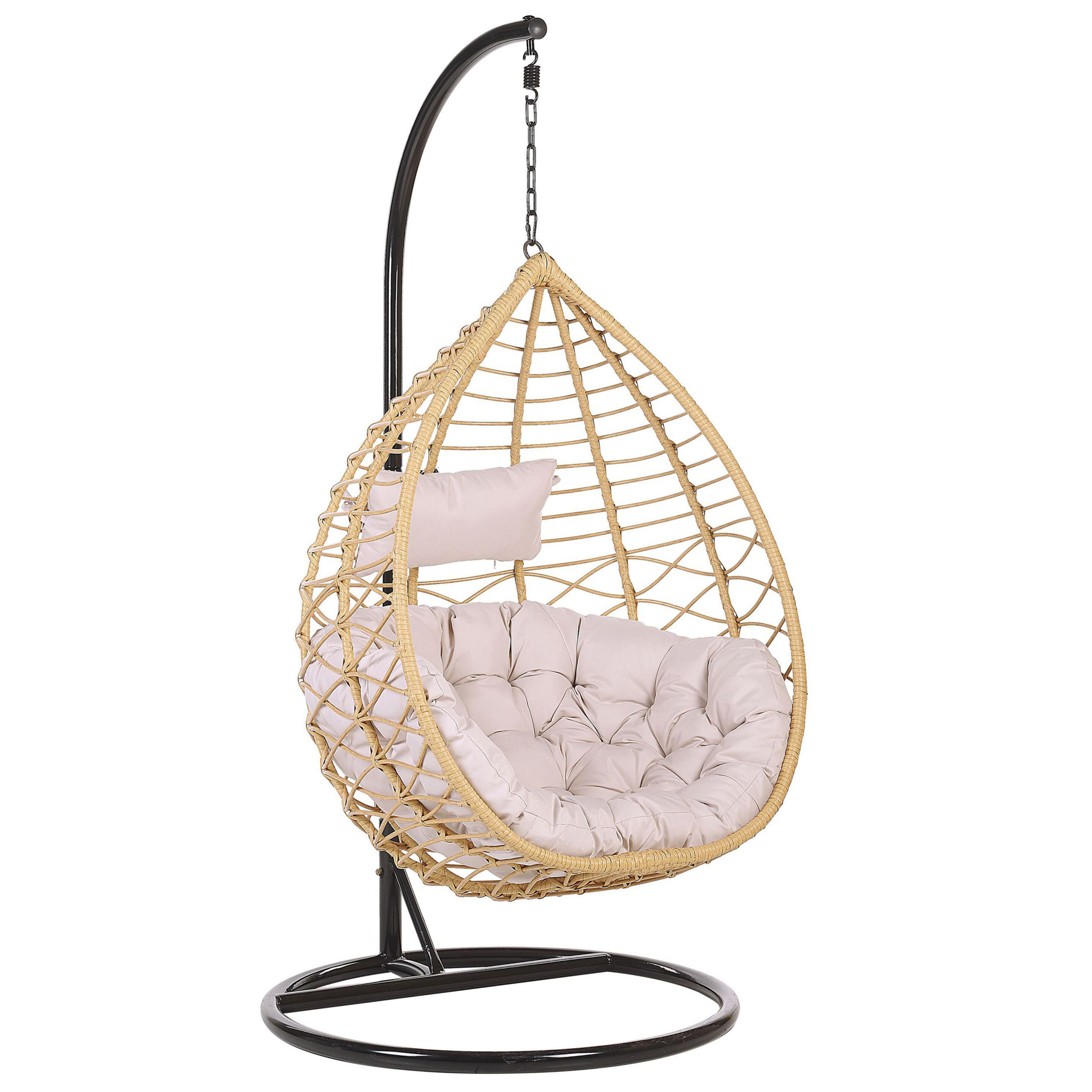 HÄNGESESSEL mit Gestell PE Rattan natürlich 97 cm Arsita - Beige, Kunststoff (100/199/97cm) - Beliani