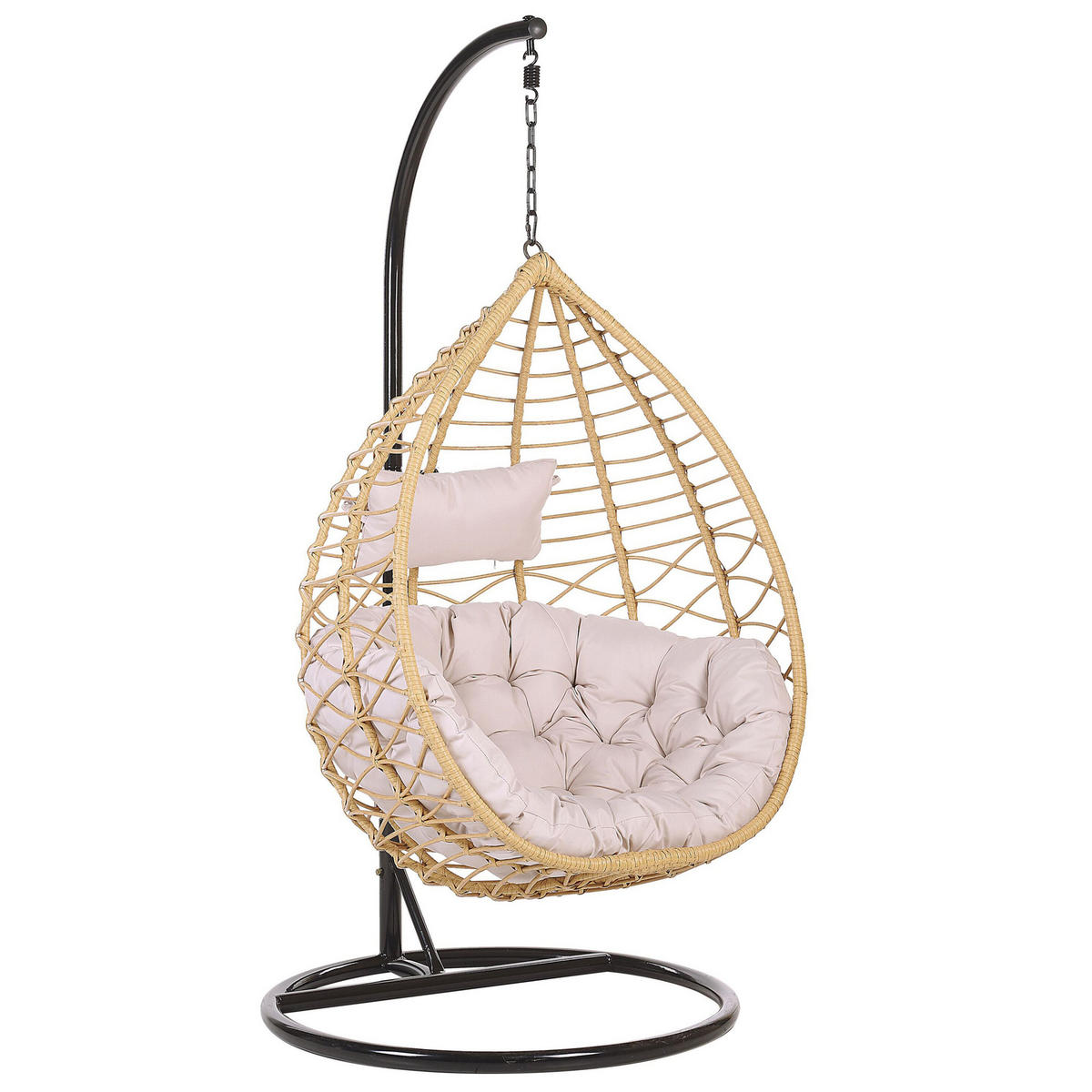 HÄNGESESSEL mit Gestell PE Rattan natürlich 97 cm Arsita - Beige, Kunststoff (100/199/97cm) - Beliani
