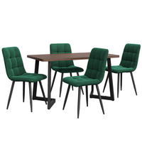 ESSGRUPPE DE-38963 117/68 cm Tisch mit 4 Stühlen Walnuss/Dunkelgrün - Dunkelgrün, Holzwerkstoff (117/75/68cm) - ComfortXL