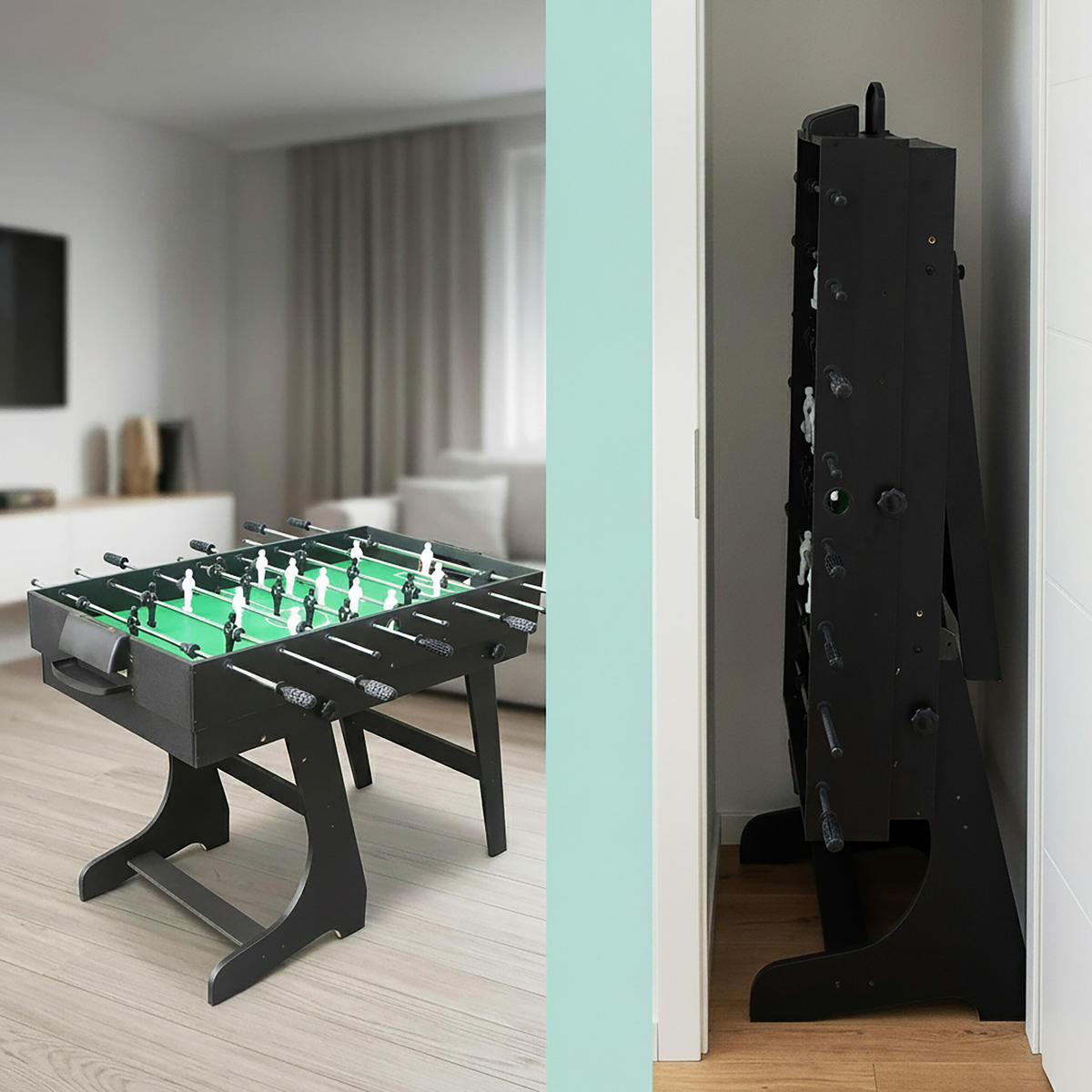 SPIELTISCH Schwarz 4-in-1 klappbar - Multicolor, Holzwerkstoff/Kunststoff (106.5/61cm) - Relaxdays