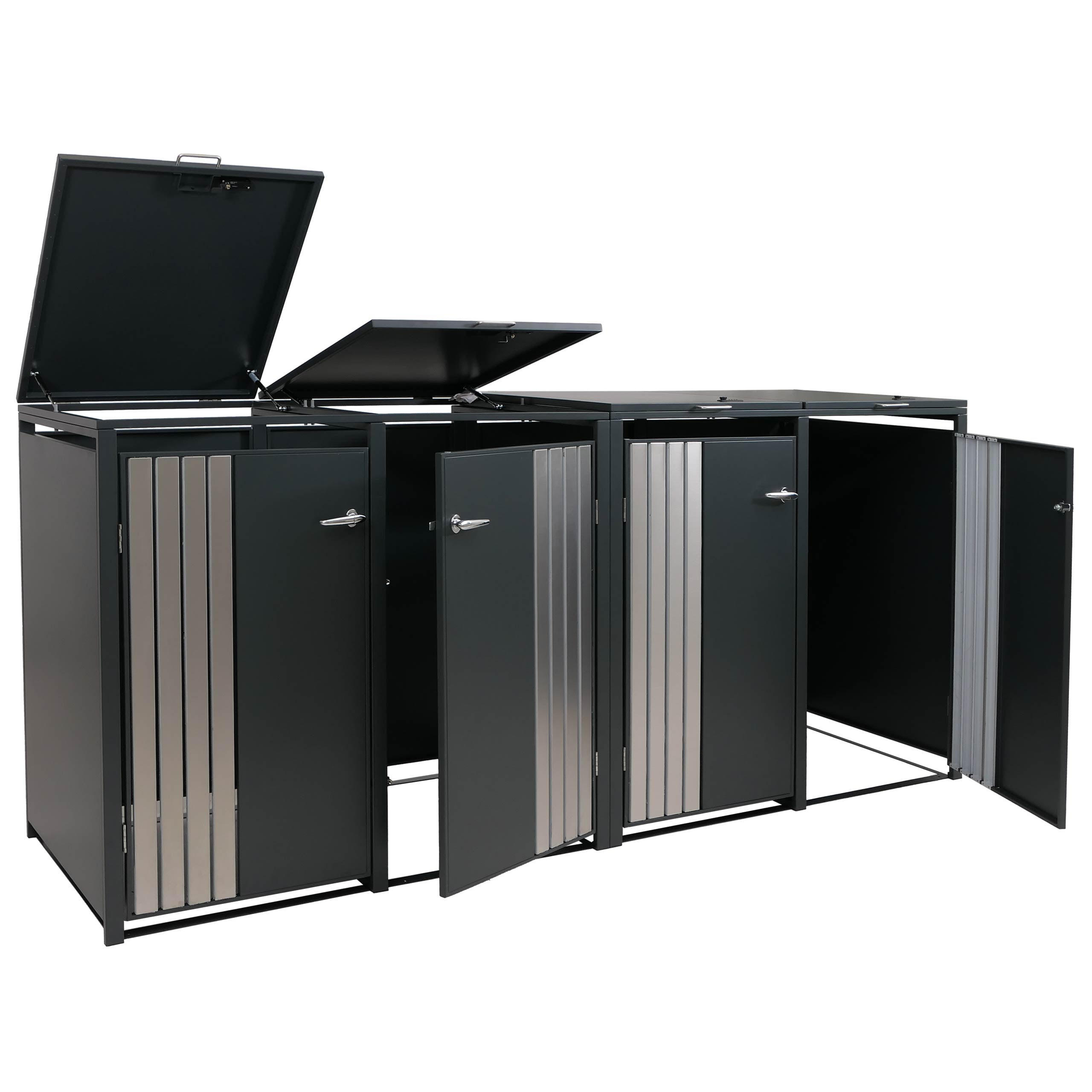 PROREGAL® Müllsackständer Metall-Deckel Fahrbar 2x 120L 102x86x48cm Stahl Verzinkt-Verzinkt, Müllbeutelhalter PROREGAL® Müllsackständer Metall-Deckel Fahrbar 2x 120L 102x86x48cm Stahl Verzinkt-Verzinkt, Müllbeutelhalter