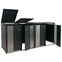 MÜLLTONNENBOX 4er mit Deckel HxBxT 122x250x84cm Anthrazit Edelstahl - Anthrazit, Metall (250/122/84cm) - PROREGAL
