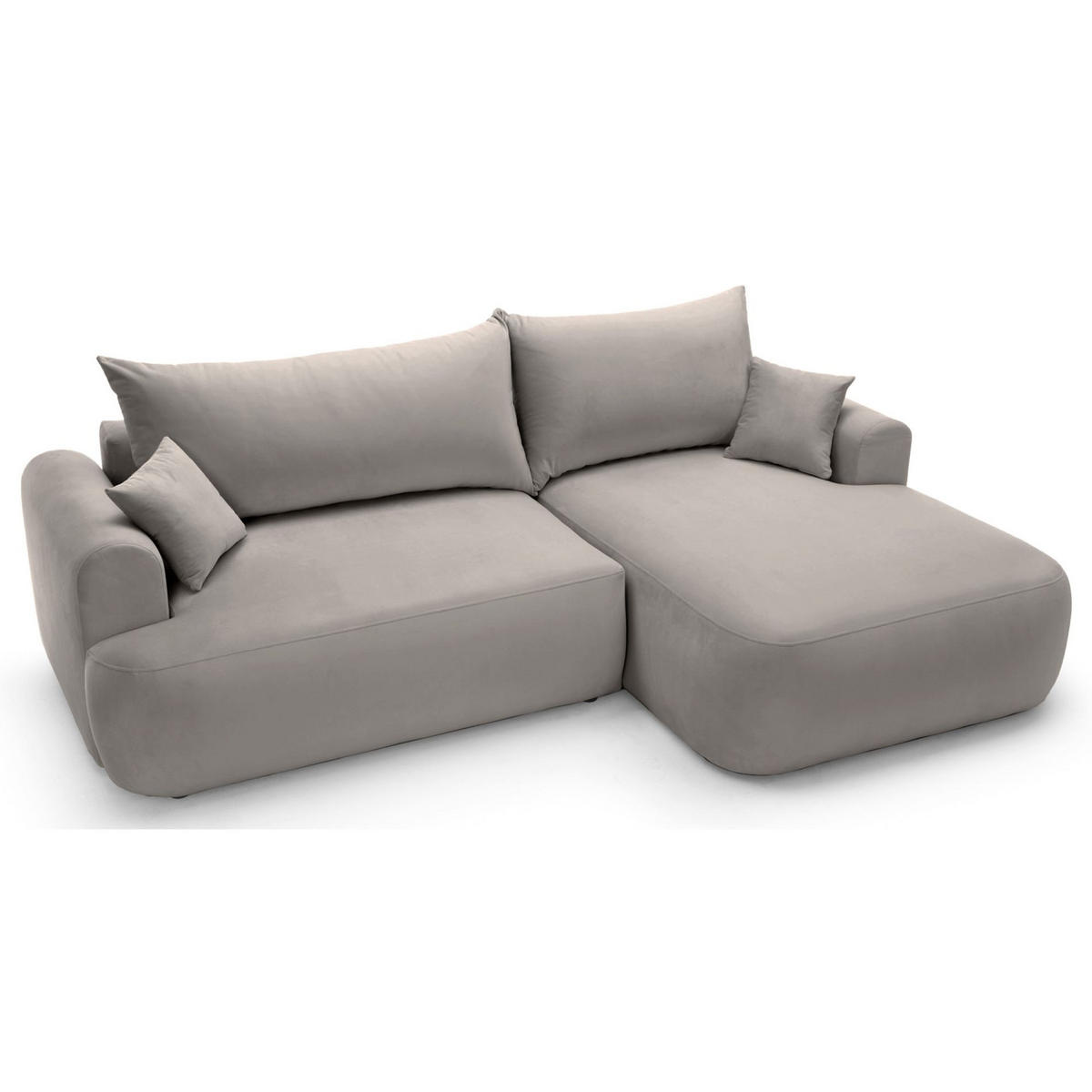 ECKSOFA Ovo Hellgrau mit wasserabweisendem Samtbezug - Hellgrau/Schwarz, Kunststoff/Textil (260/165cm) - Selsey