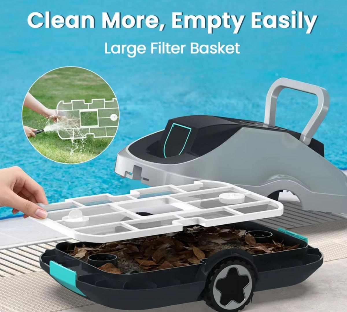 POOLROBOTER, Geeignet Für Flächen Unter 150 m² (EU-Stecker） - Silberfarben, Kunststoff (32.5/19/44cm) - Weltevree