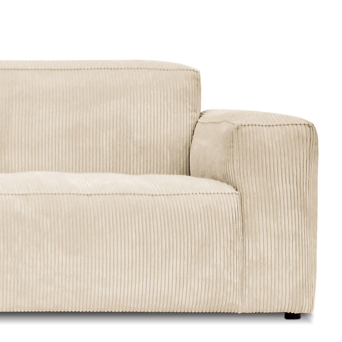 ECKSOFA mit Longchair - Creme/Schwarz, Kunststoff/Textil (345/170cm) - home24