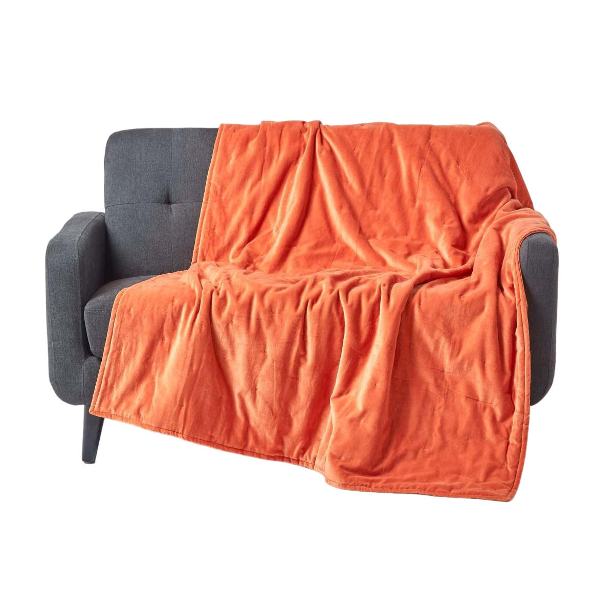SAMT-KUSCHELDECKE 120/150 cm, Baumwolle wattiert - Orange, Textil (125/150cm) - Homescapes