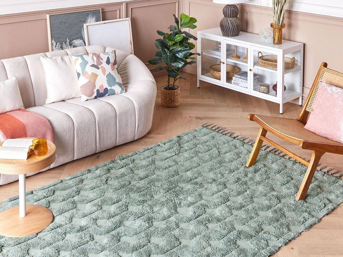 KURZFLOR-TEPPICH Kars 230/160 cm - Grün, Textil (160/230cm) - Beliani