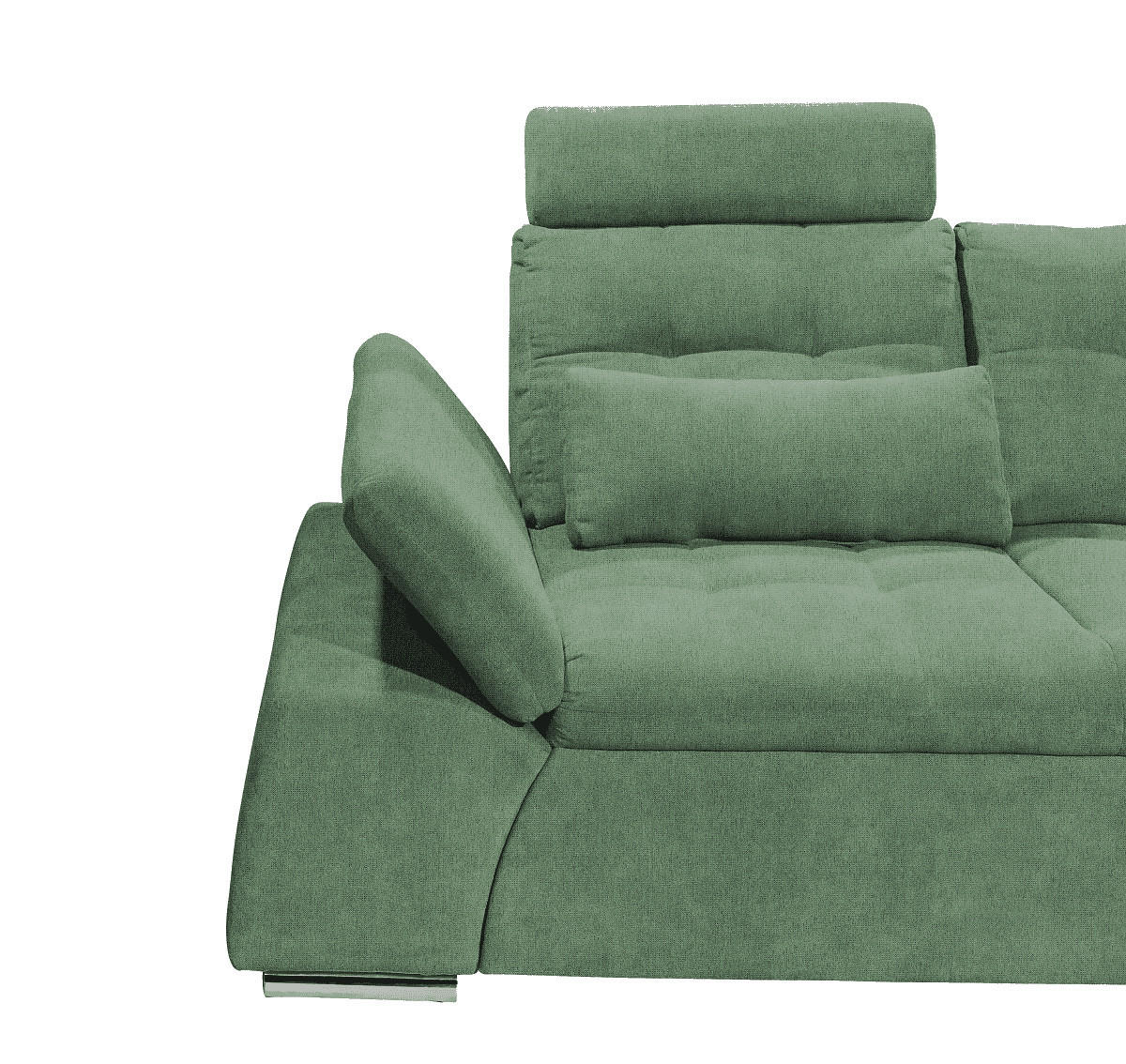 ECKSOFA mit Schlaffunktion, verstellbare Armlehne und Kopfstützen - Chromfarben/Grün, Textil (219/260cm) - ed exciting design