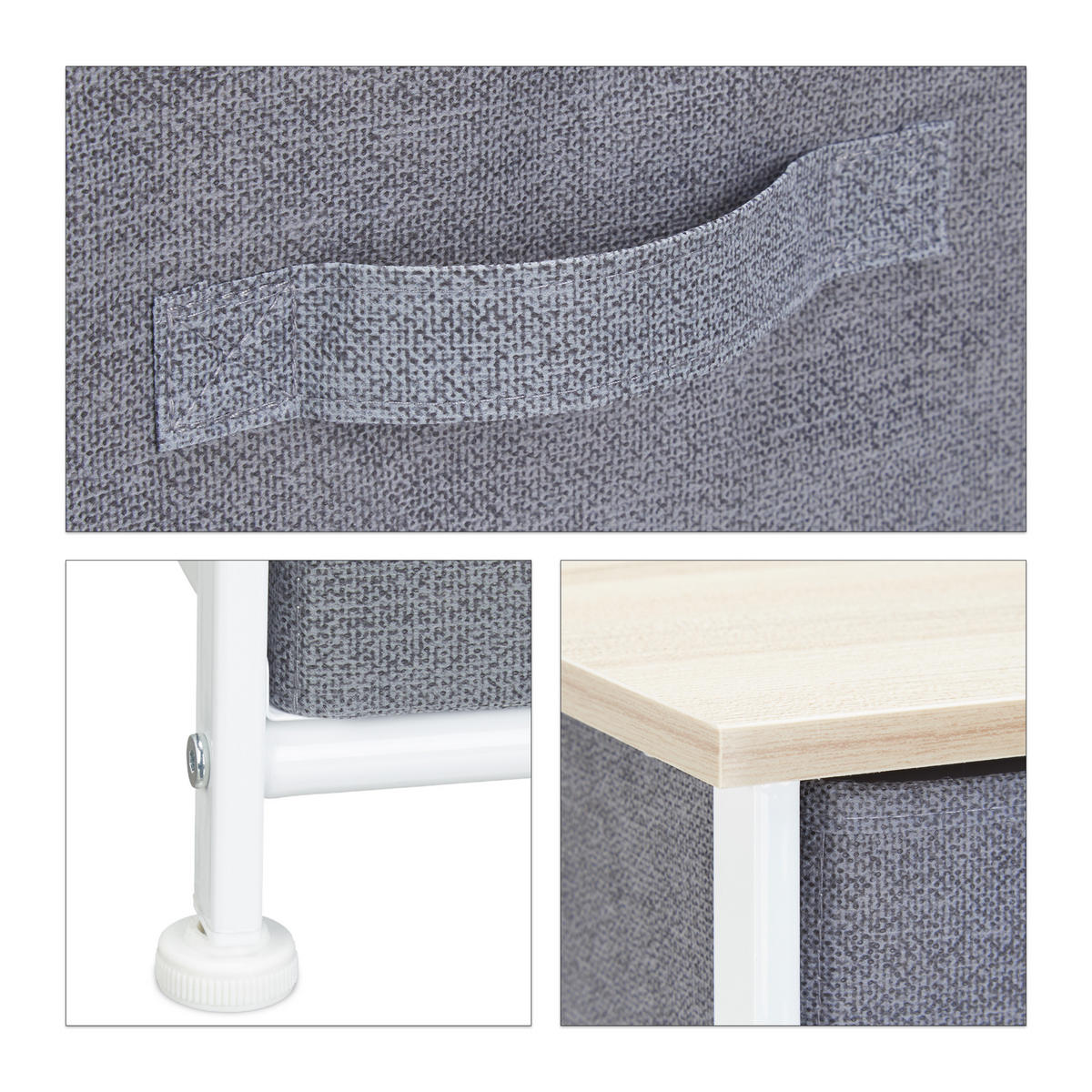 REGALSYSTEM - Grau, Holzwerkstoff/Textil (20/76/48cm) - Relaxdays