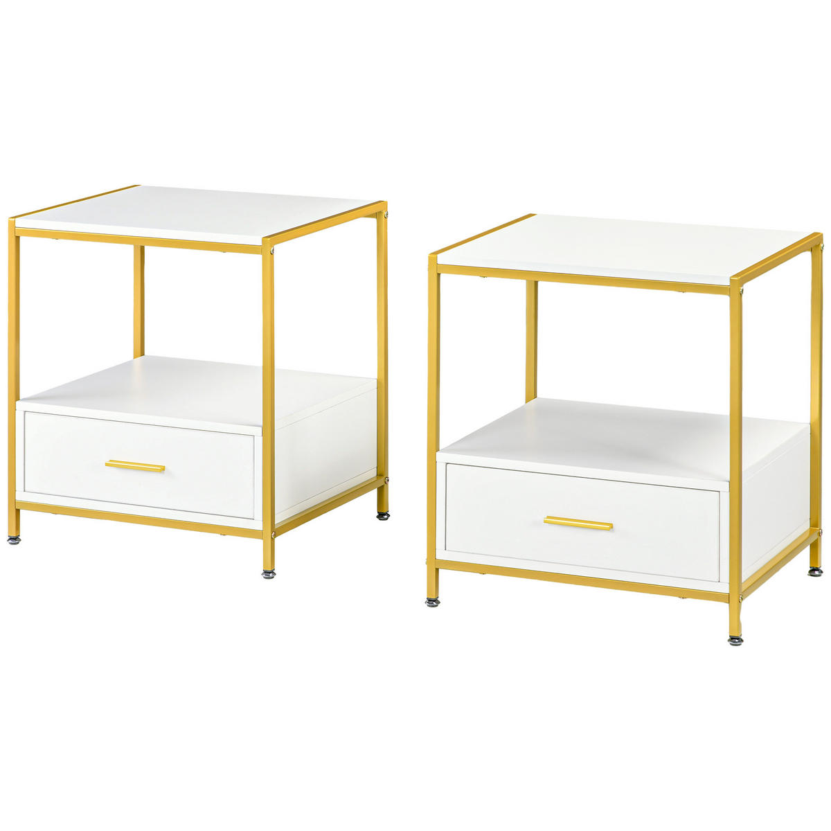 NACHTTISCH Weiß, Gold 1 Stück - Weiß, Kunststoff (40/55/50cm) - GiPP