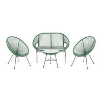 GARTENSITZGRUPPE im Set - 4 Personen - Harz, Glas - Khaki - - Schlammfarben, Glas - Vente-Unique