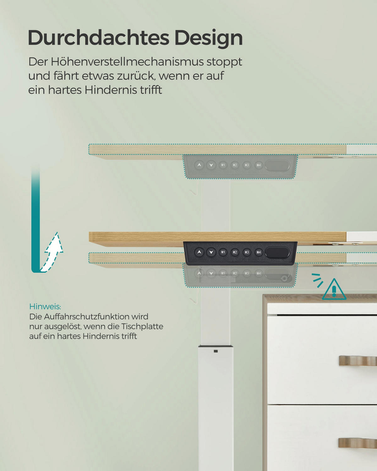 HÖHENVERSTELLBARER SCHREIBTISCH TIRANA - Gelb, Holzwerkstoff (70/160/120cm) - Hansiro