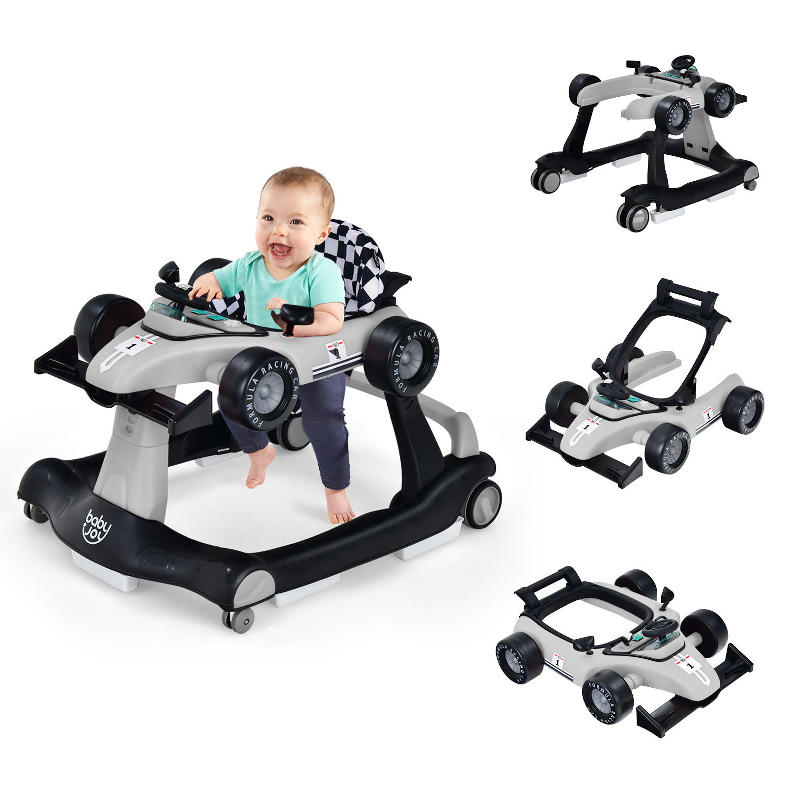 LAUFLERNWAGEN Klappbar Grau - Grau, Kunststoff (64/56/76cm) - COSTWAY