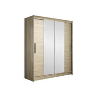 SCHWEBETÜRENSCHRANK Westa II - Silberfarben/Sonoma Eiche, Holzwerkstoff/Metall (150/200/58cm) - MIRJAN24