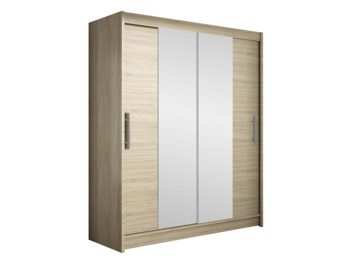 SCHWEBETÜRENSCHRANK Westa II - Silberfarben/Sonoma Eiche, Holzwerkstoff/Metall (150/200/58cm) - MIRJAN24
