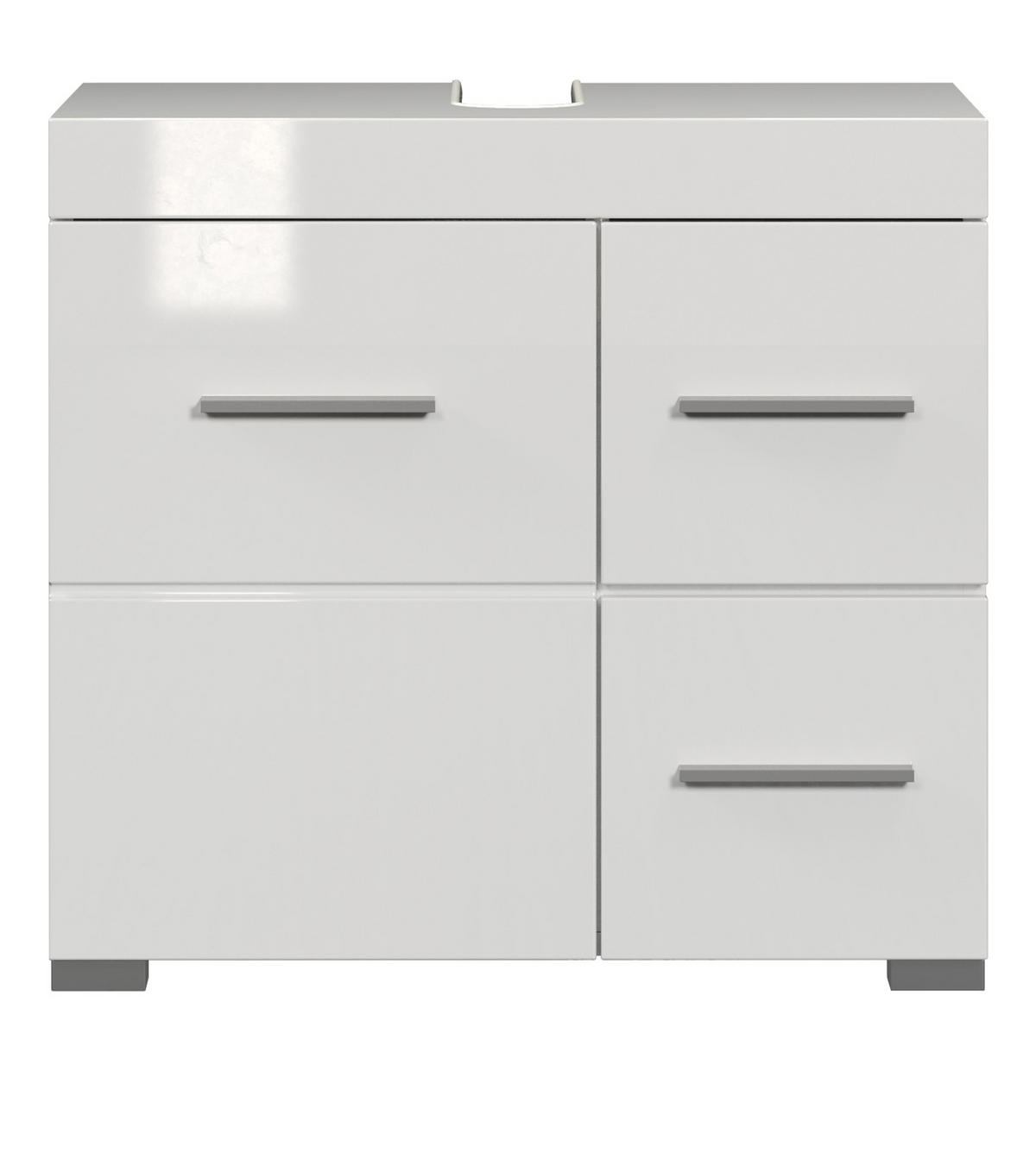 WASCHBECKENUNTERSCHRANK weiß Hochglanz 60 cm, Badschrank mit viel Stauraum - Weiß Hochglanz/Alufarben, Holzwerkstoff/Kunststoff (60/56/34cm) - Top.Furn