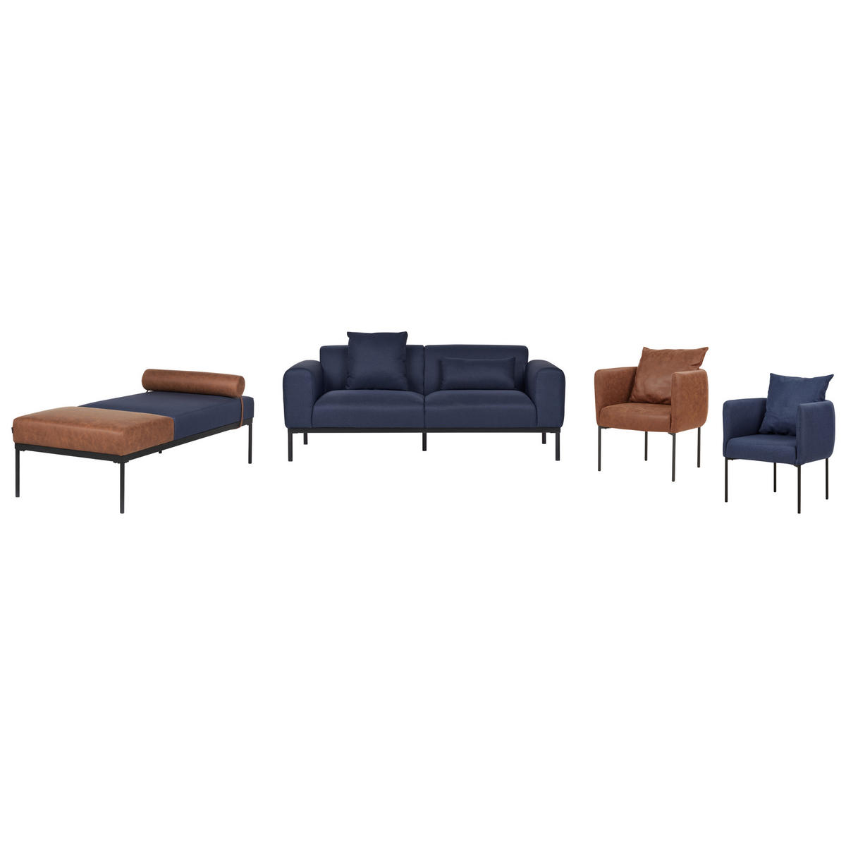 SESSEL Stoff Dunkelblau Malmos - Dunkelblau, Textil (62/68/62cm) - Beliani