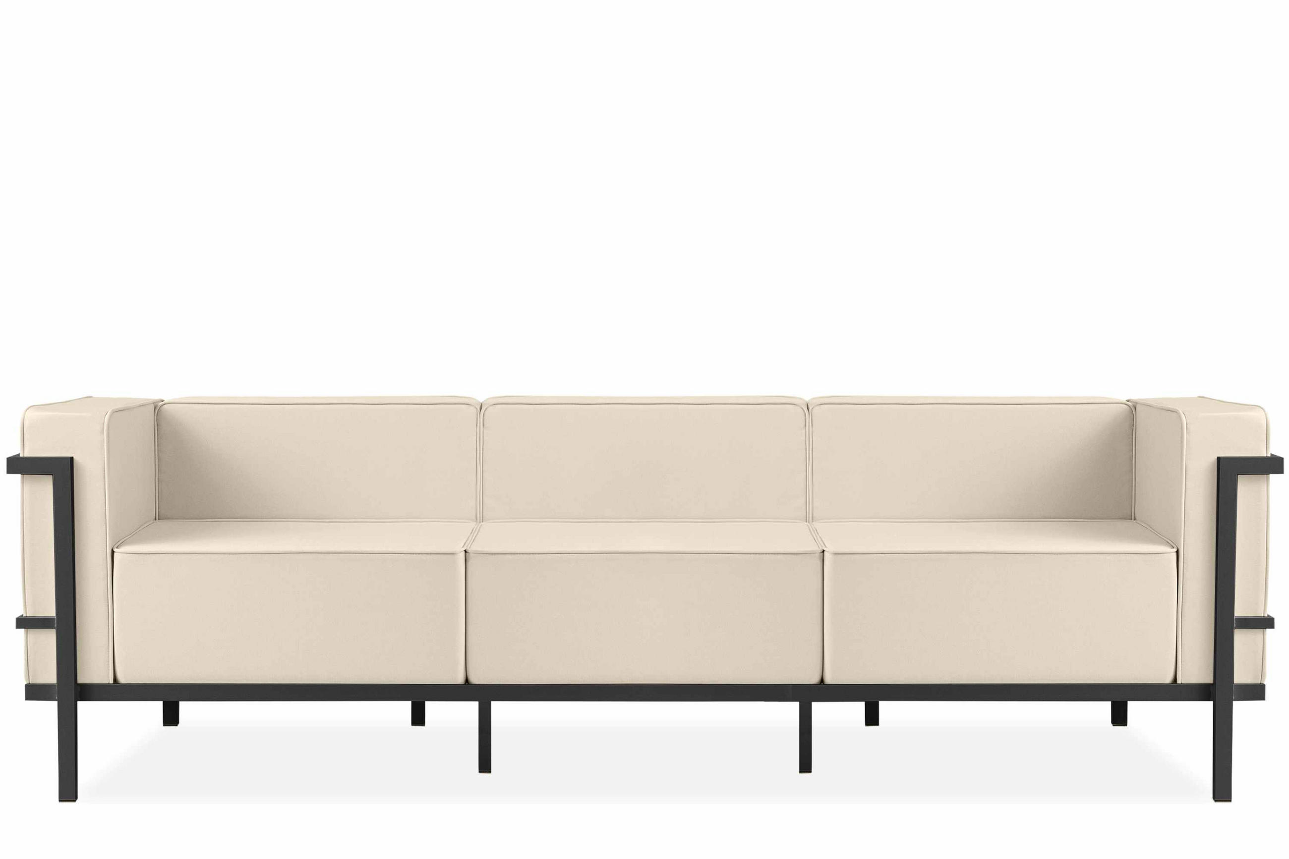 GARTENSOFA TRIGLO 3-Personen, Stahlrahmen, Modern, Dunkelgrau/Cremeweiß - Dunkelgrau/Creme, Textil/Metall (229/70/69cm) - KONSIMO®